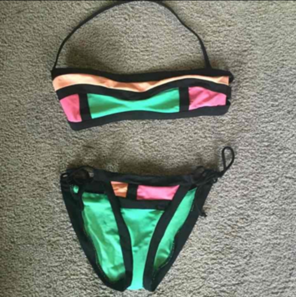 Colorful colorblock Bikini S